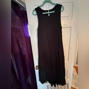Maeve Black Viscose Tiered Maxi Dress